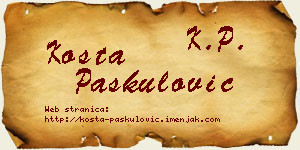 Kosta Paskulović vizit kartica